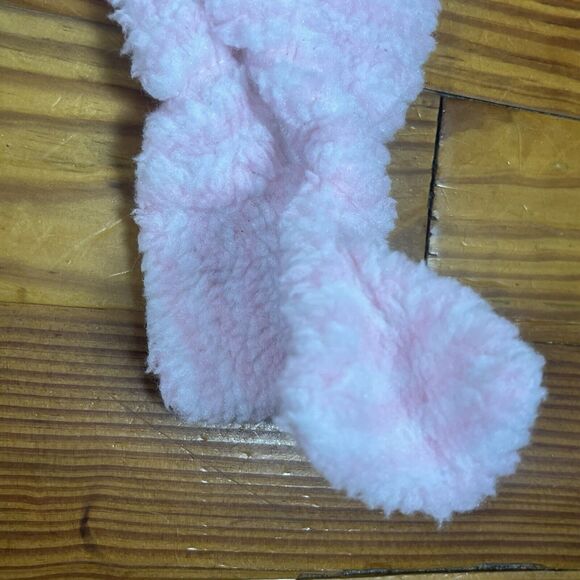 Vtg 80s Girl 0-6 Mth 1 piece Bunting Pram Fleece Suit Hood Zip Stripes Cuff USA - Picture 7 of 16